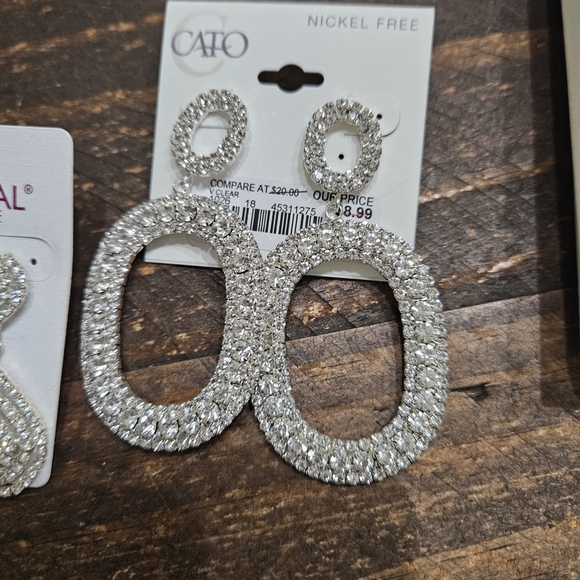 Assorted Silver-Tone Rhinestone Earrings & Necklaces - Picture 3 of 9